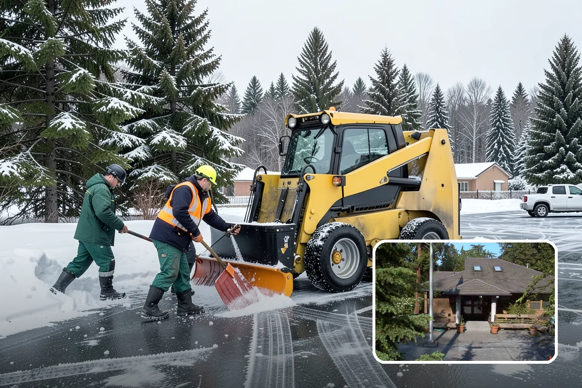 Pharmacy Snow Removal in Yarrow Point, King County, WA - Drive-through lane cleared before opening
