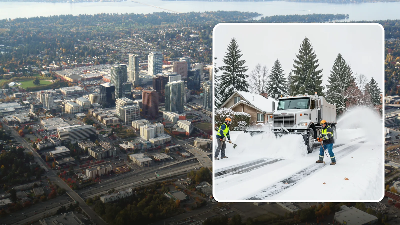 Plow Truck Service in Bellevue, King County, WA - Our plow trucks clear driveways, lots, and access roads across Western Washington quickly and thoroughly.