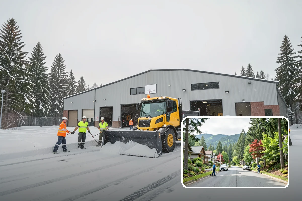Plow Truck Service in Darrington, Snohomish County, WA - Fast clearing of heavy maritime snow across large surfaces