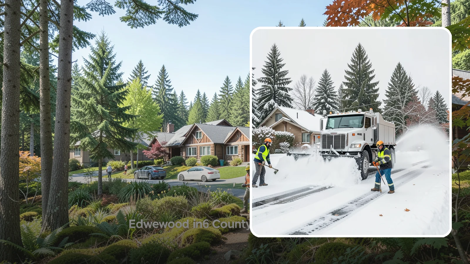 Plow Truck Service in Edgewood, Pierce County, WA - Our plow trucks clear driveways, lots, and access roads across Western Washington quickly and thoroughly.