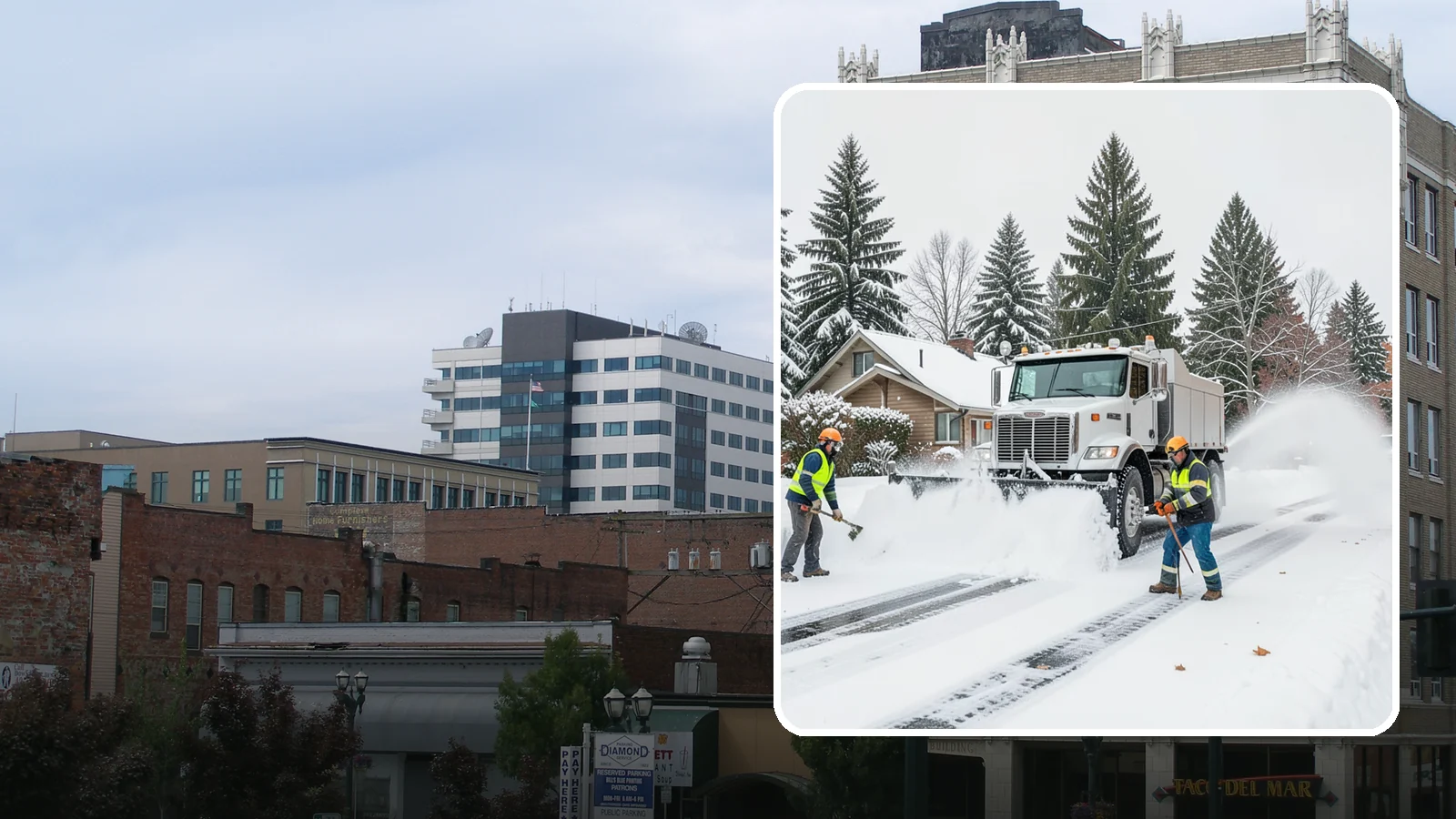 Plow Truck Service in Everett, Snohomish County, WA - Our plow trucks clear driveways, lots, and access roads across Western Washington quickly and thoroughly.