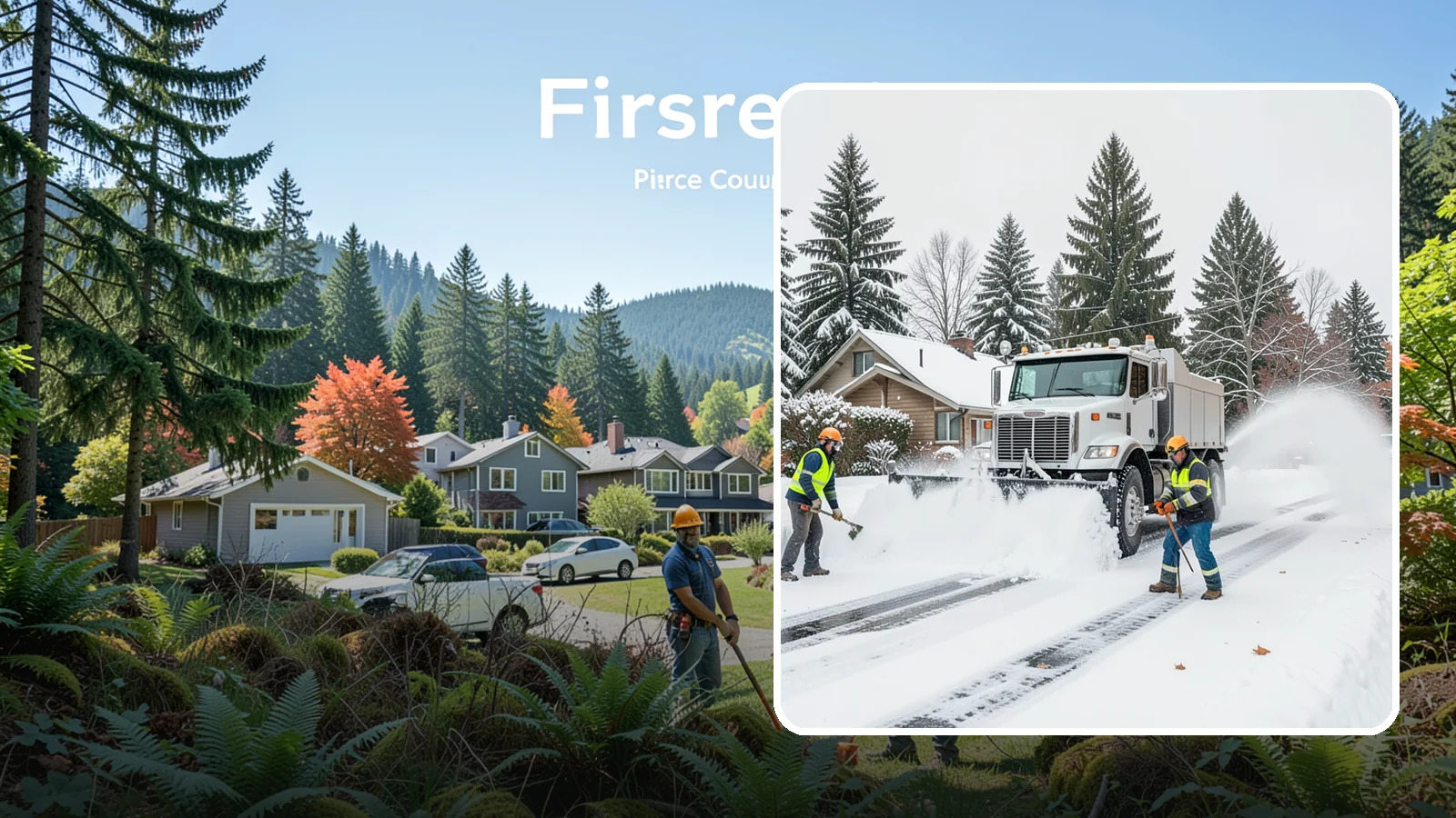Plow Truck Service in Fircrest, Pierce County, WA - Our plow trucks clear driveways, lots, and access roads across Western Washington quickly and thoroughly.