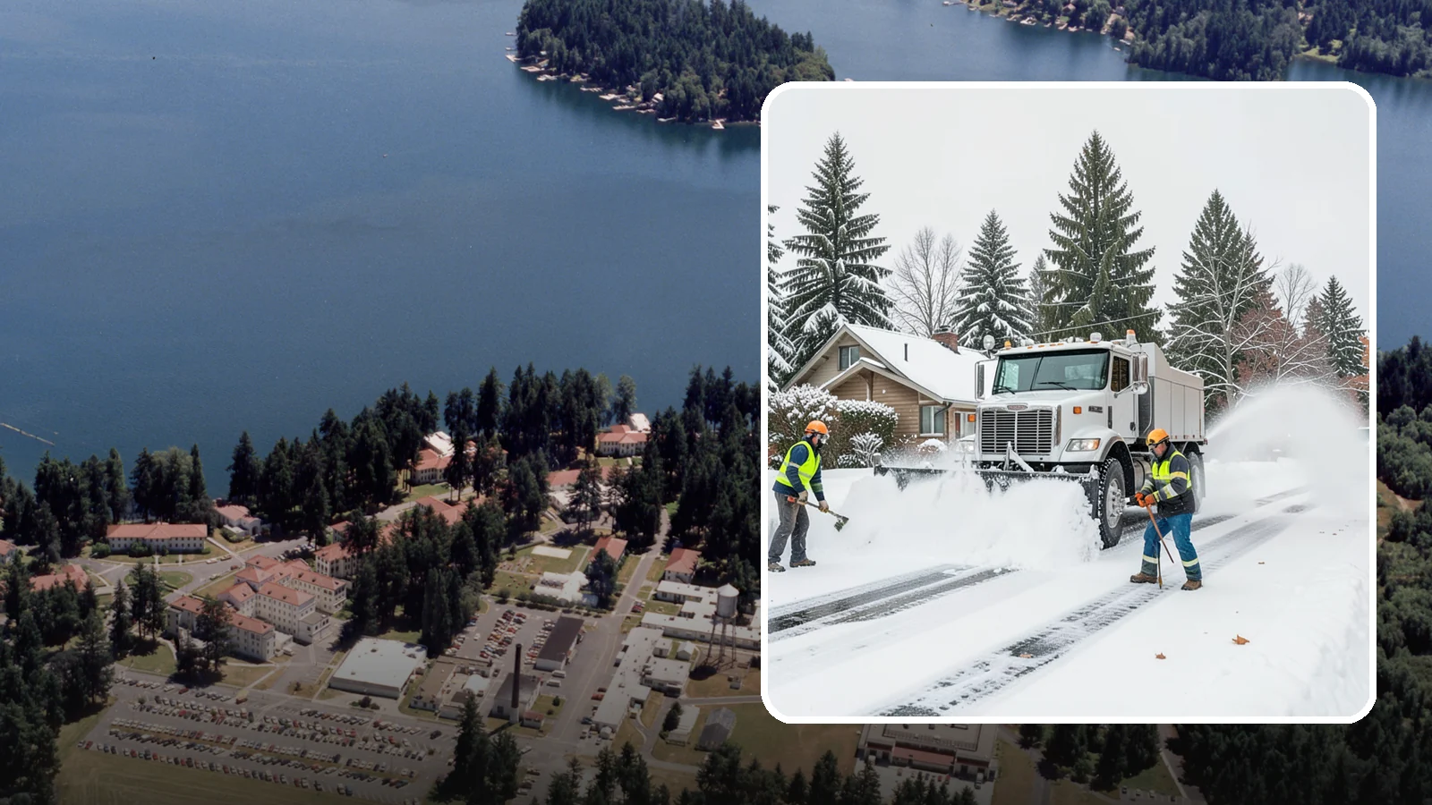 Plow Truck Service in Lakewood, Pierce County, WA - Our plow trucks clear driveways, lots, and access roads across Western Washington quickly and thoroughly.