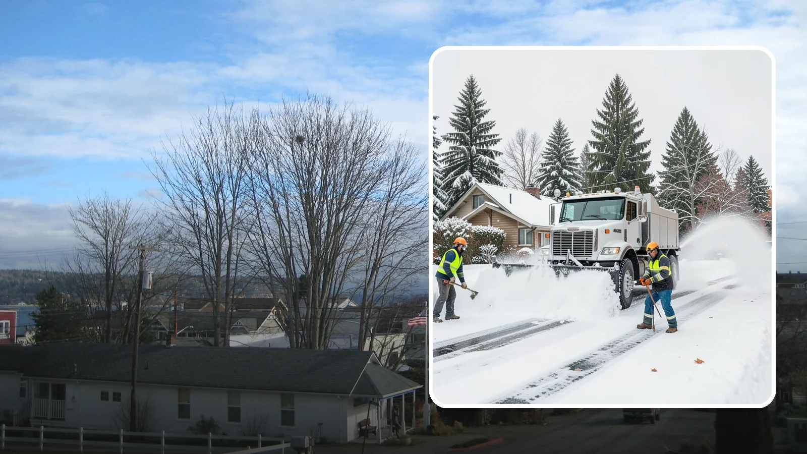 Plow Truck Service in Langley, Island County, WA - Our plow trucks clear driveways, lots, and access roads across Western Washington quickly and thoroughly.