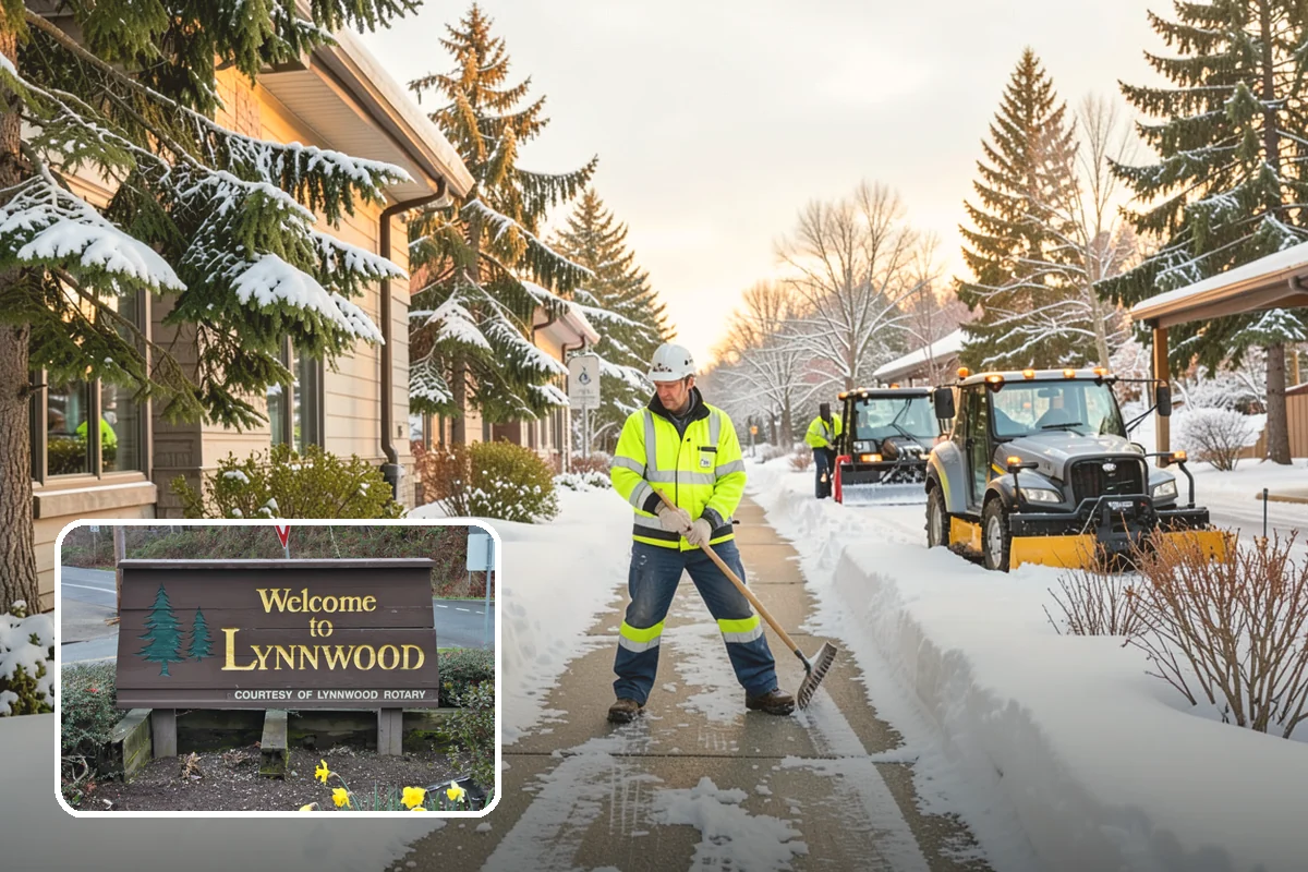 Plow Truck Service in Lynnwood, Snohomish County, WA - Fast clearing of heavy maritime snow across large surfaces