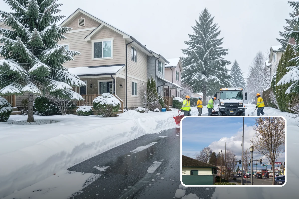 Plow Truck Service in Marysville, Snohomish County, WA - Fast clearing of heavy maritime snow across large surfaces