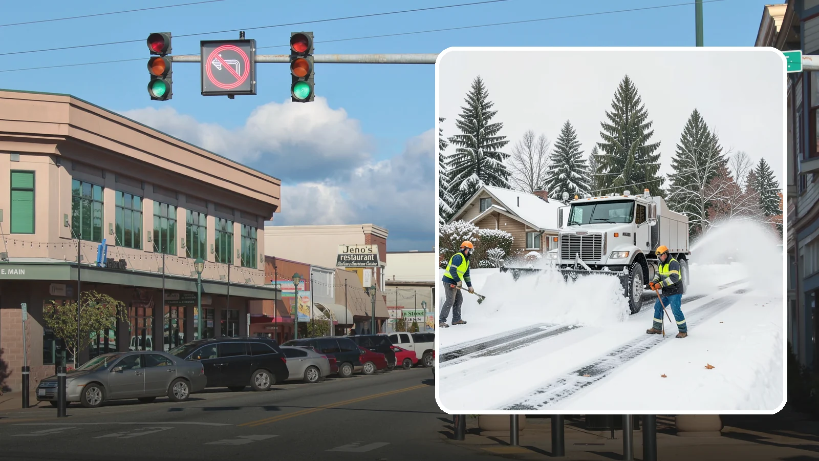 Plow Truck Service in Monroe, Snohomish County, WA - Our plow trucks clear driveways, lots, and access roads across Western Washington quickly and thoroughly.