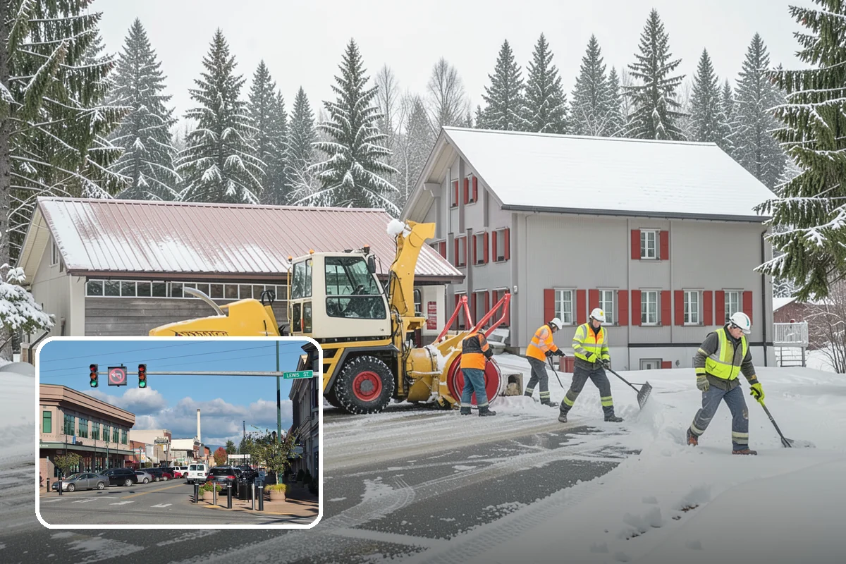 Plow Truck Service in Monroe, Snohomish County, WA - Fast clearing of heavy maritime snow across large surfaces