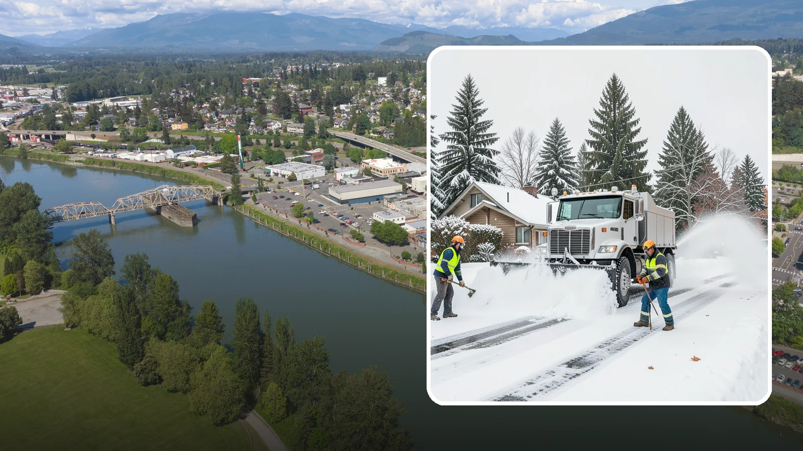 Plow Truck Service in Mount Vernon, Skagit County, WA - Our plow trucks clear driveways, lots, and access roads across Western Washington quickly and thoroughly.