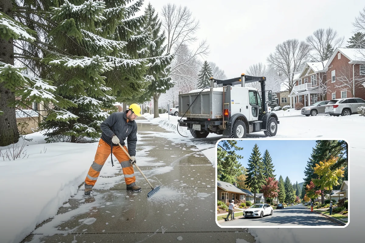 Plow Truck Service in Orting, Pierce County, WA - Fast clearing of heavy maritime snow across large surfaces