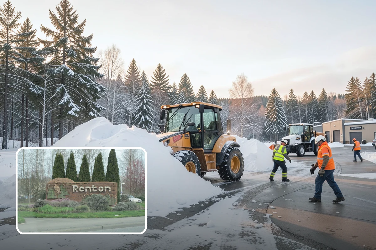 Plow Truck Service in Renton, King County, WA - Fast clearing of heavy maritime snow across large surfaces