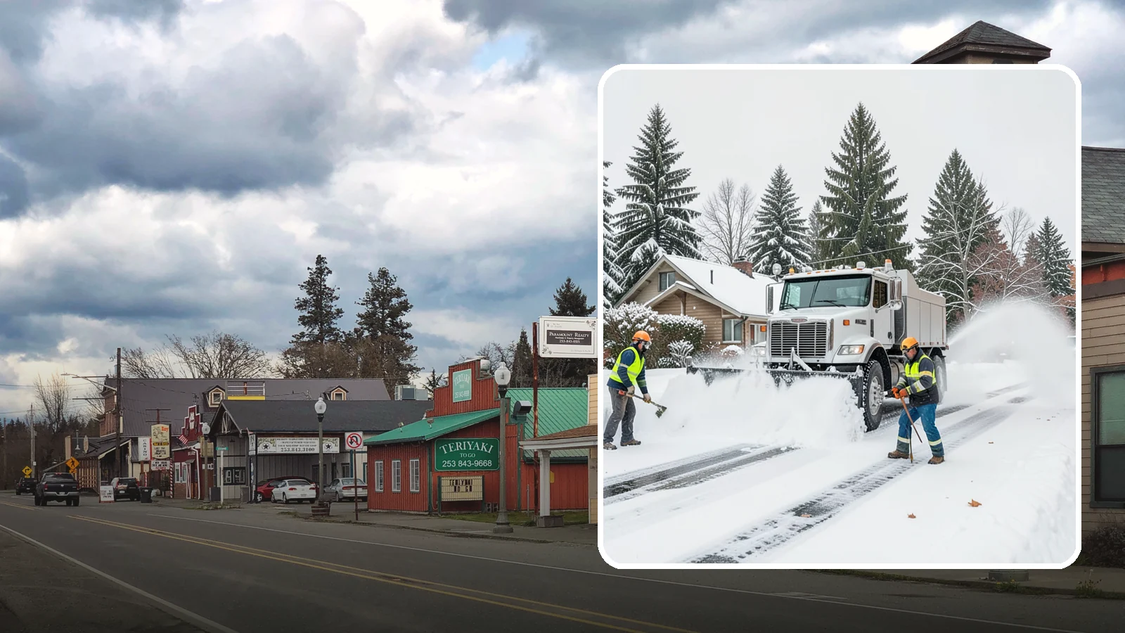 Plow Truck Service in Roy, Pierce County, WA - Our plow trucks clear driveways, lots, and access roads across Western Washington quickly and thoroughly.