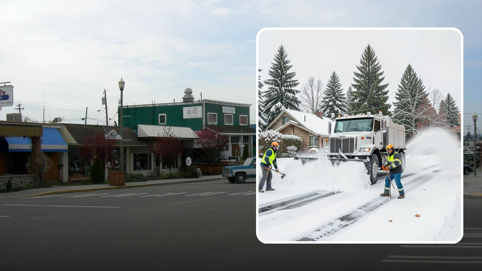Plow Truck Service in Stanwood, Snohomish County, WA - Our plow trucks clear driveways, lots, and access roads across Western Washington quickly and thoroughly.