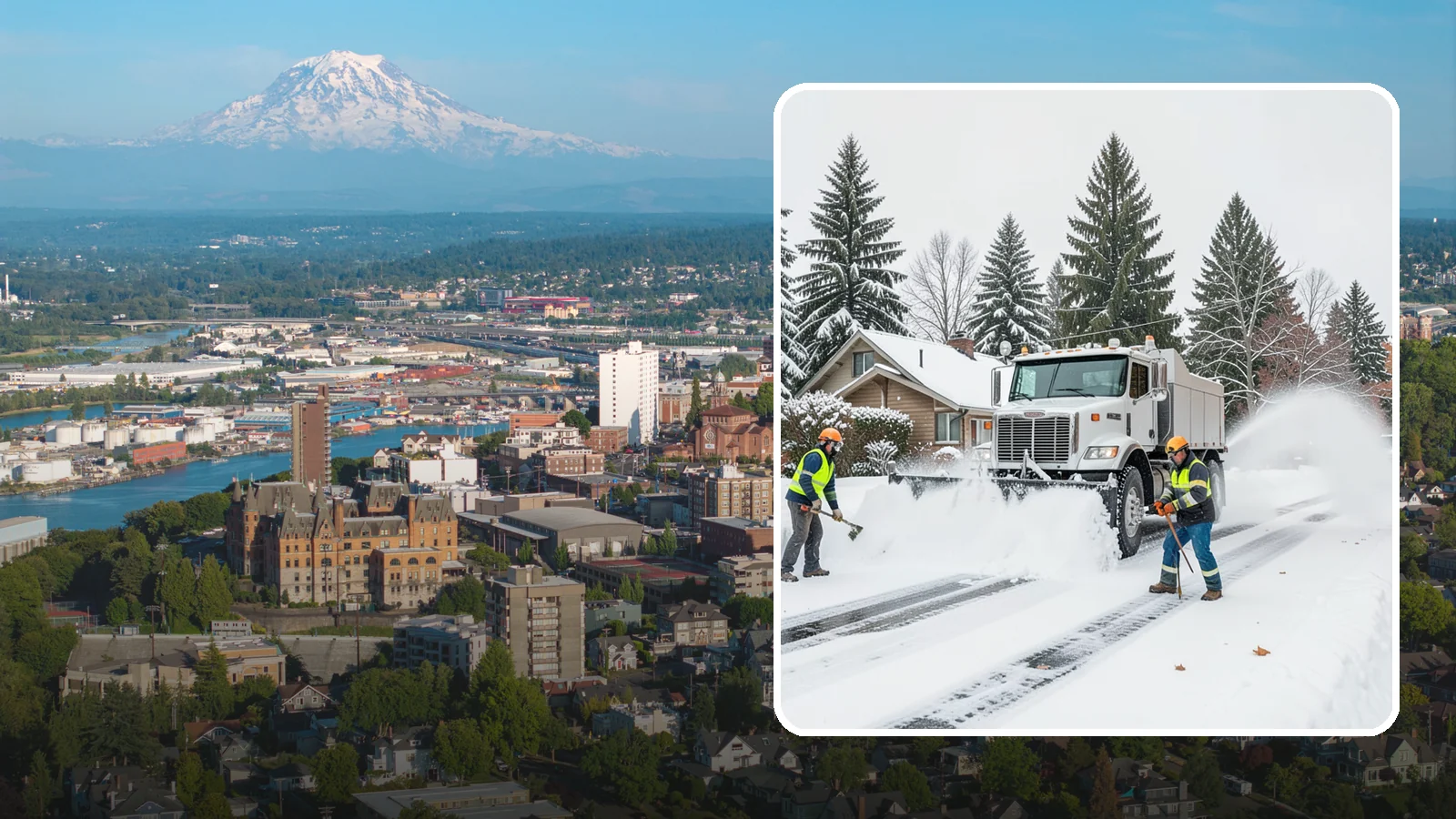 Plow Truck Service in Tacoma, Pierce County, WA - Our plow trucks clear driveways, lots, and access roads across Western Washington quickly and thoroughly.