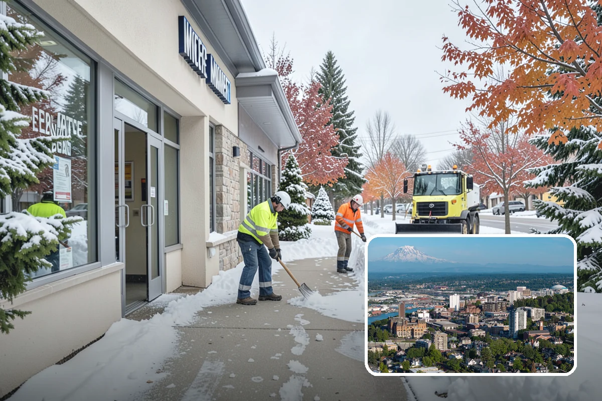 Plow Truck Service in Tacoma, Pierce County, WA - Fast clearing of heavy maritime snow across large surfaces