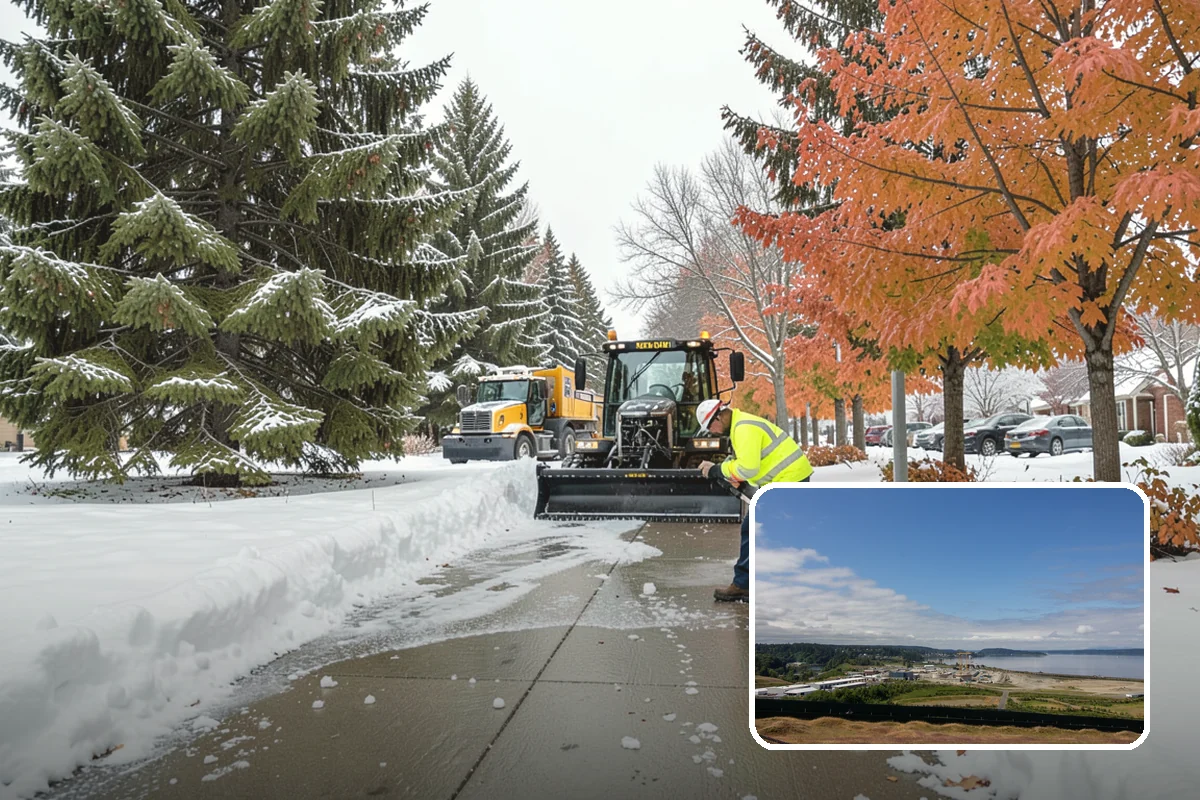 Plow Truck Service in University Place, Pierce County, WA - Fast clearing of heavy maritime snow across large surfaces