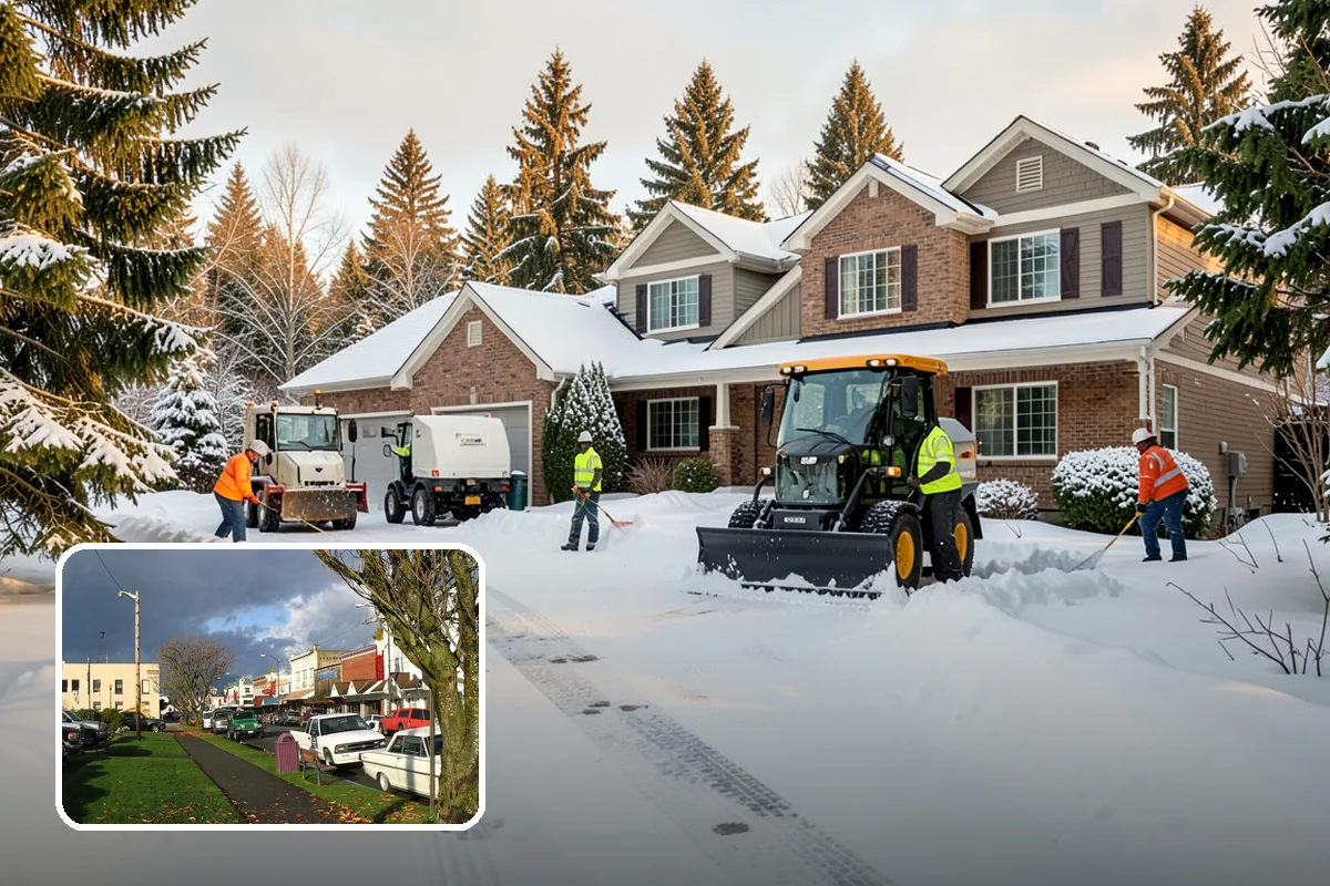 Police Station Snow Removal in Arlington, Snohomish County, WA - Patrol and staff lots cleared around the clock