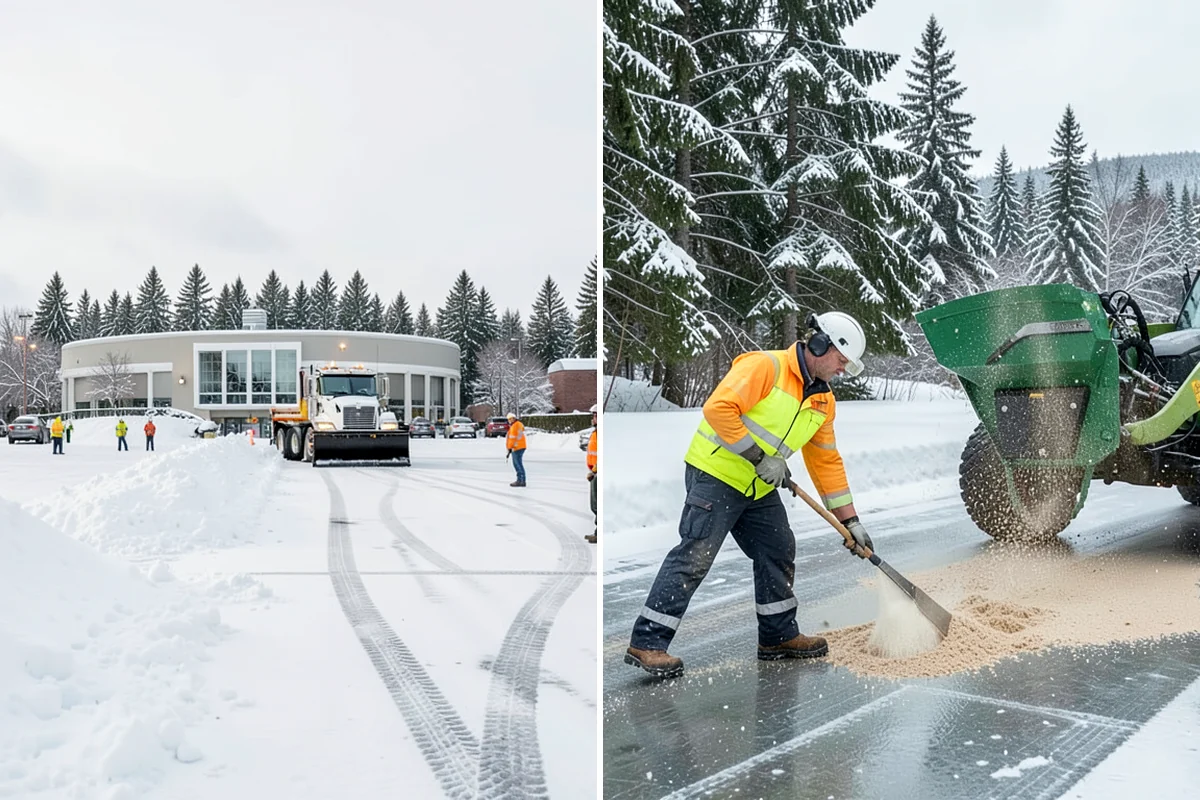 Police Station Snow Removal in Arlington, Snohomish County, WA - Identify patrol lots, sally ports, and public entrances