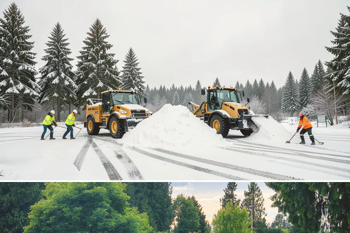 Police Station Snow Removal in Bonney Lake, Pierce County, WA - Stations require reliable coverage from late November through February during lowland freeze events.