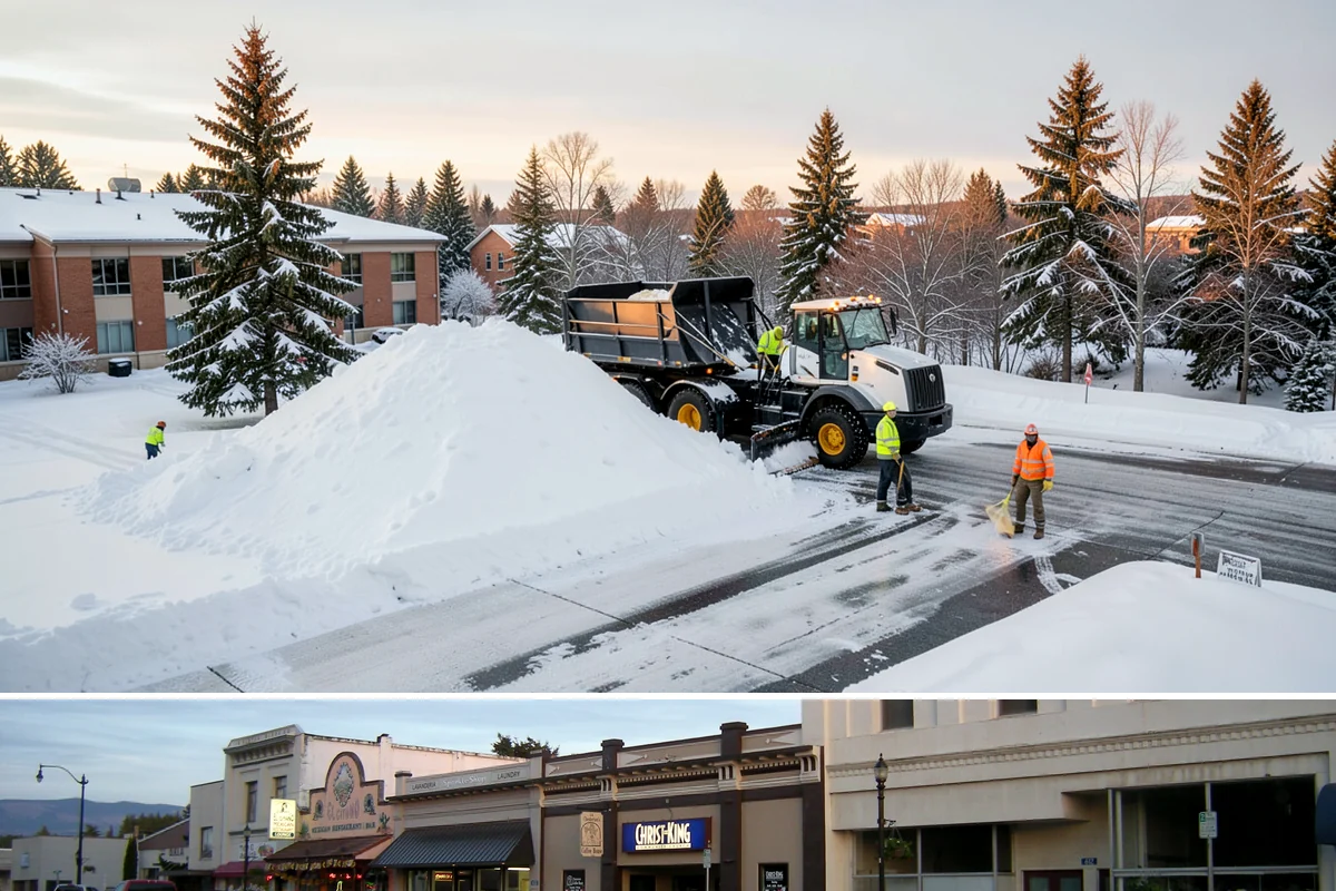 Police Station Snow Removal in Burlington, Skagit County, WA - Stations require reliable coverage from late November through February during lowland freeze events.