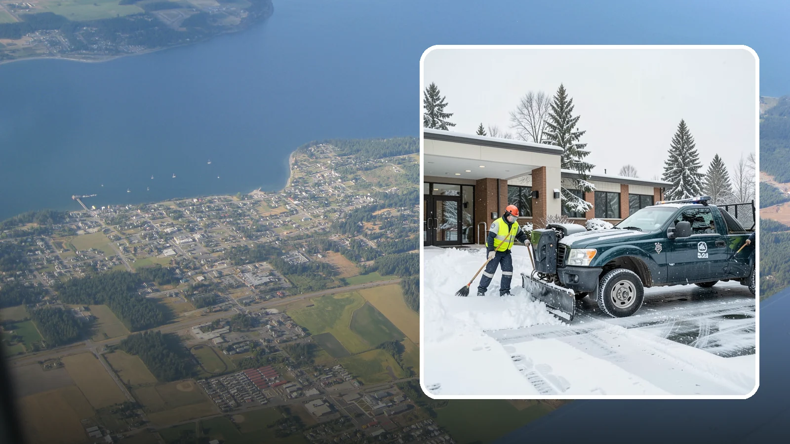 Police Station Snow Removal in Coupeville, Island County, WA - We keep police station lots, sally ports, and secure entrances clear so patrol vehicles and personnel move without delay in any...