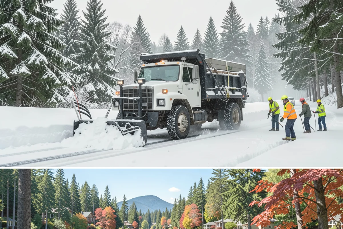 Police Station Snow Removal in Covington, King County, WA - Stations require reliable coverage from late November through February during lowland freeze events.