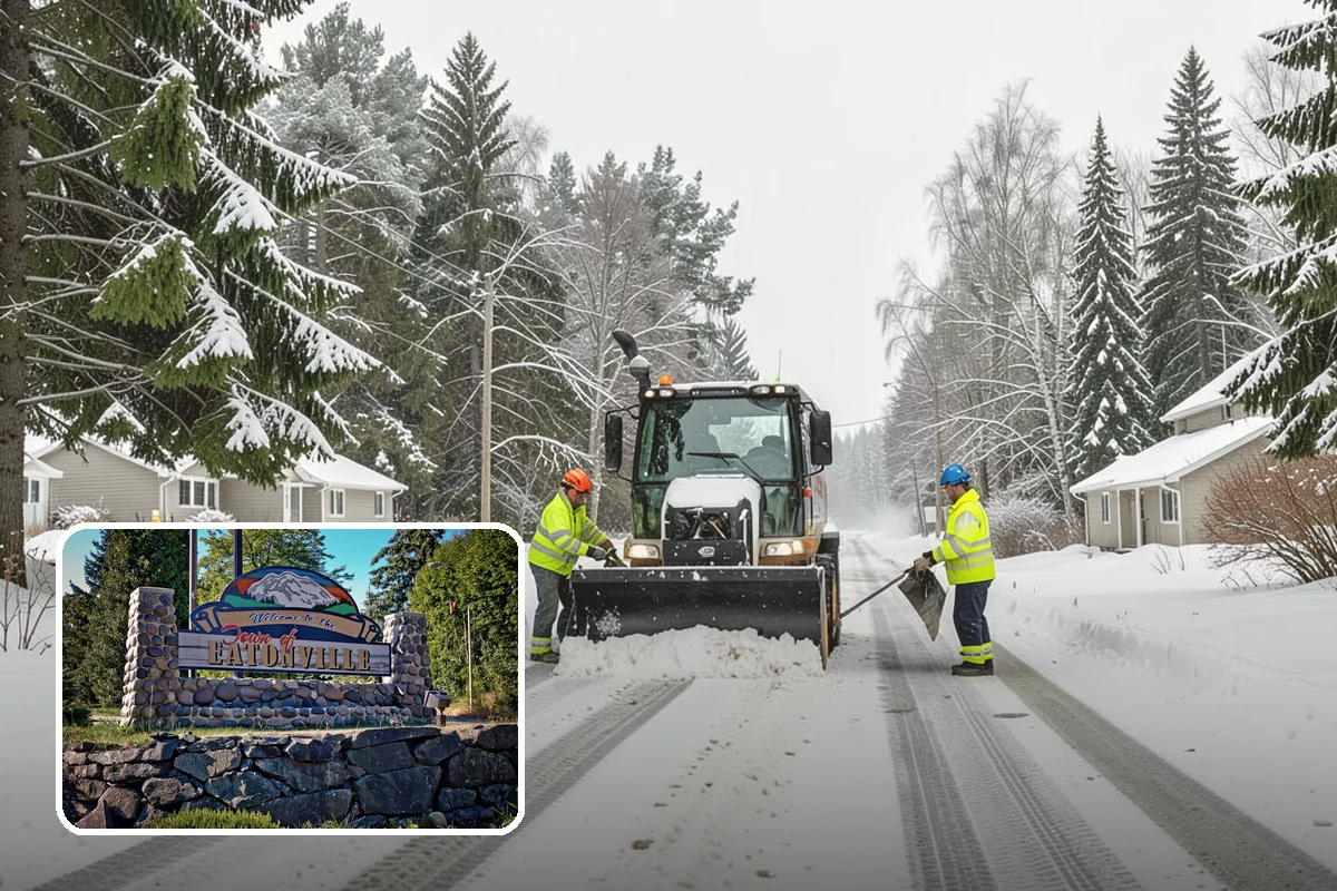 Police Station Snow Removal in Eatonville, Pierce County, WA - Patrol and staff lots cleared around the clock