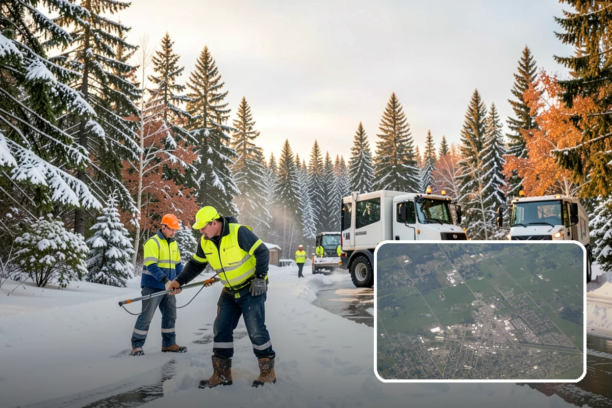 Police Station Snow Removal in Enumclaw, King County, WA - Patrol and staff lots cleared around the clock