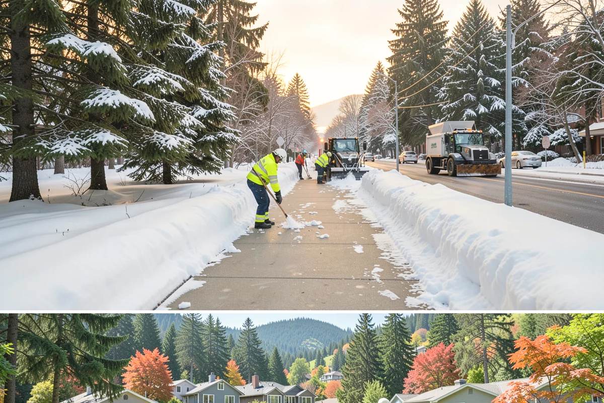 Police Station Snow Removal in Fircrest, Pierce County, WA - Stations require reliable coverage from late November through February during lowland freeze events.