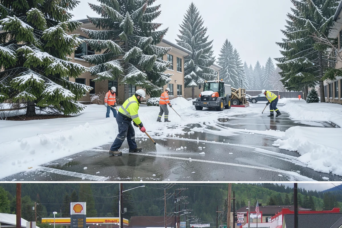Police Station Snow Removal in Granite Falls, Snohomish County, WA - Stations require reliable coverage from late November through February during lowland freeze events.