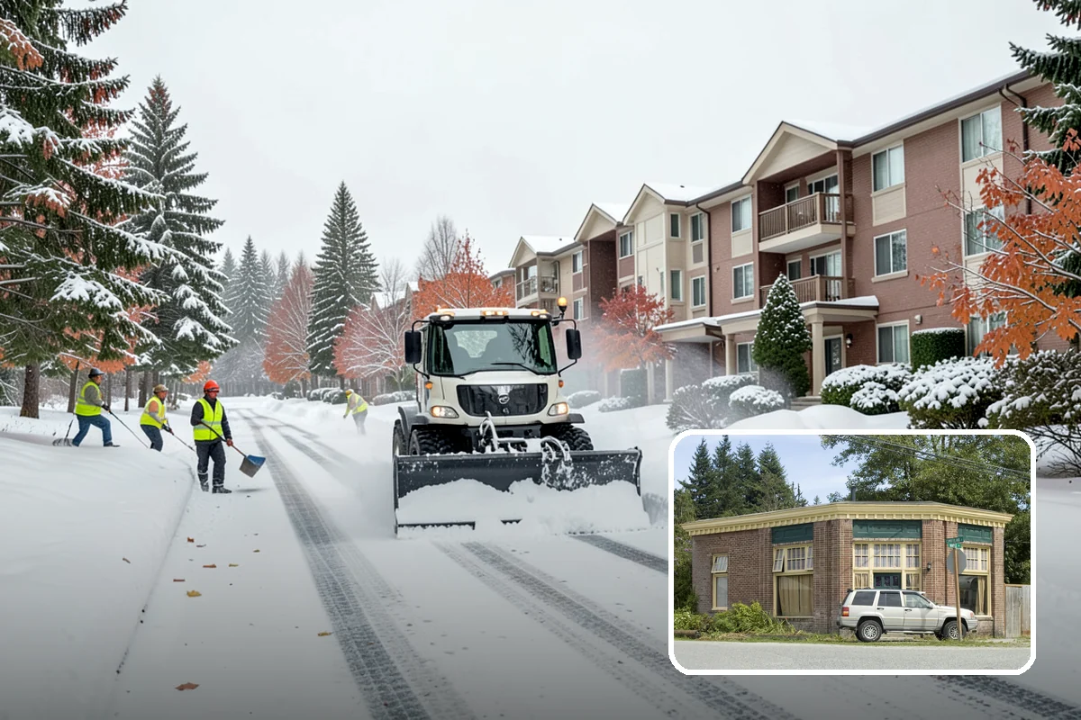 Police Station Snow Removal in Hamilton, Skagit County, WA - Patrol and staff lots cleared around the clock