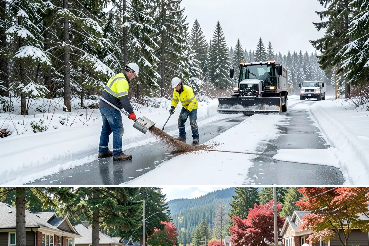 Police Station Snow Removal in Hunts Point, King County, WA - Stations require reliable coverage from late November through February during lowland freeze events.