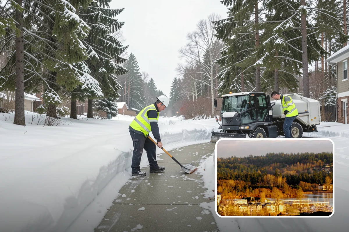 Police Station Snow Removal in Kenmore, King County, WA - Patrol and staff lots cleared around the clock
