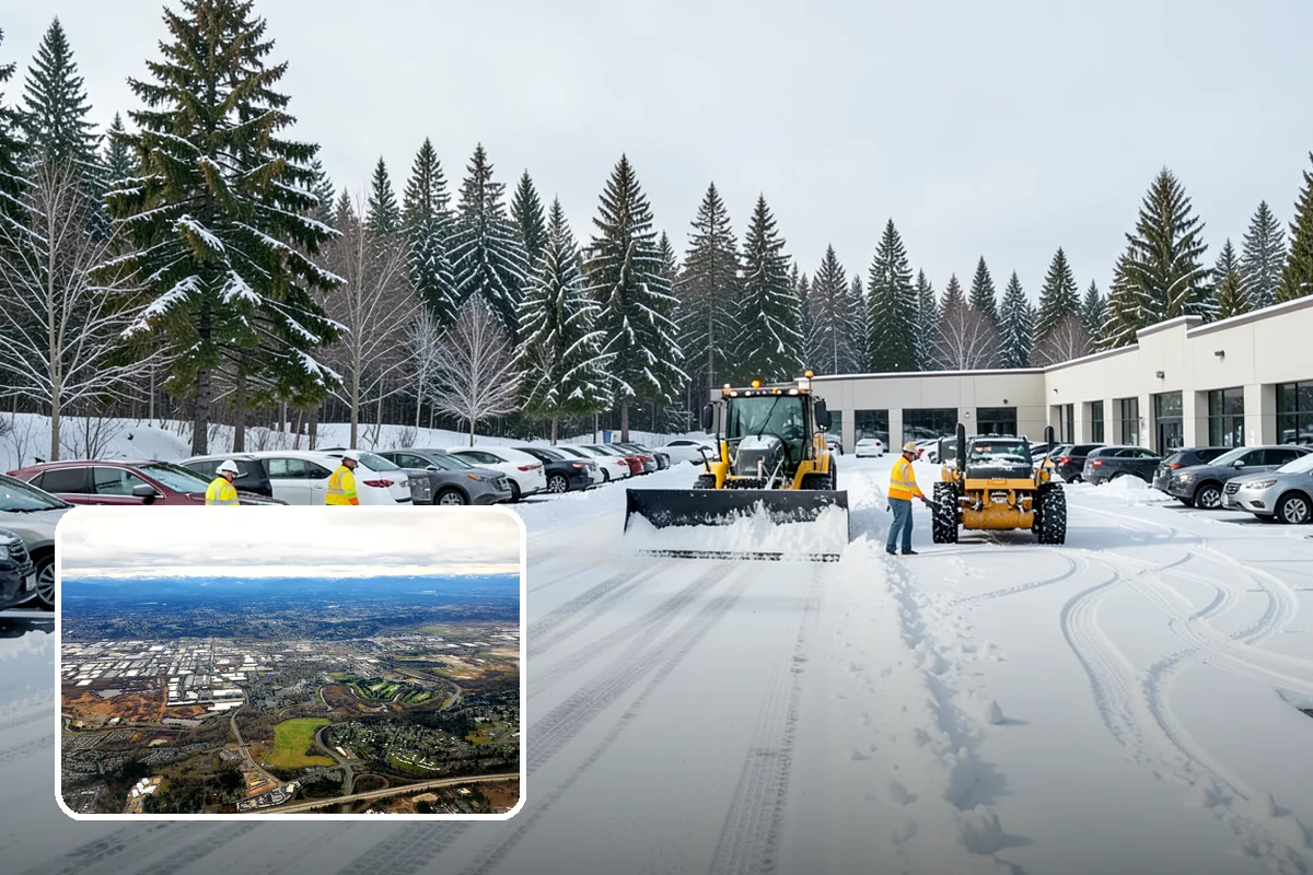 Police Station Snow Removal in Kent, King County, WA - Patrol and staff lots cleared around the clock