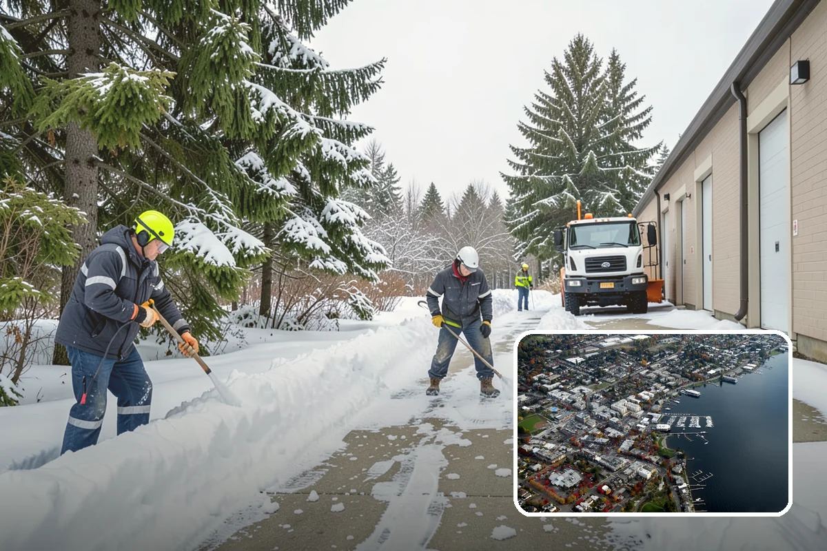 Police Station Snow Removal in Kirkland, King County, WA - Patrol and staff lots cleared around the clock