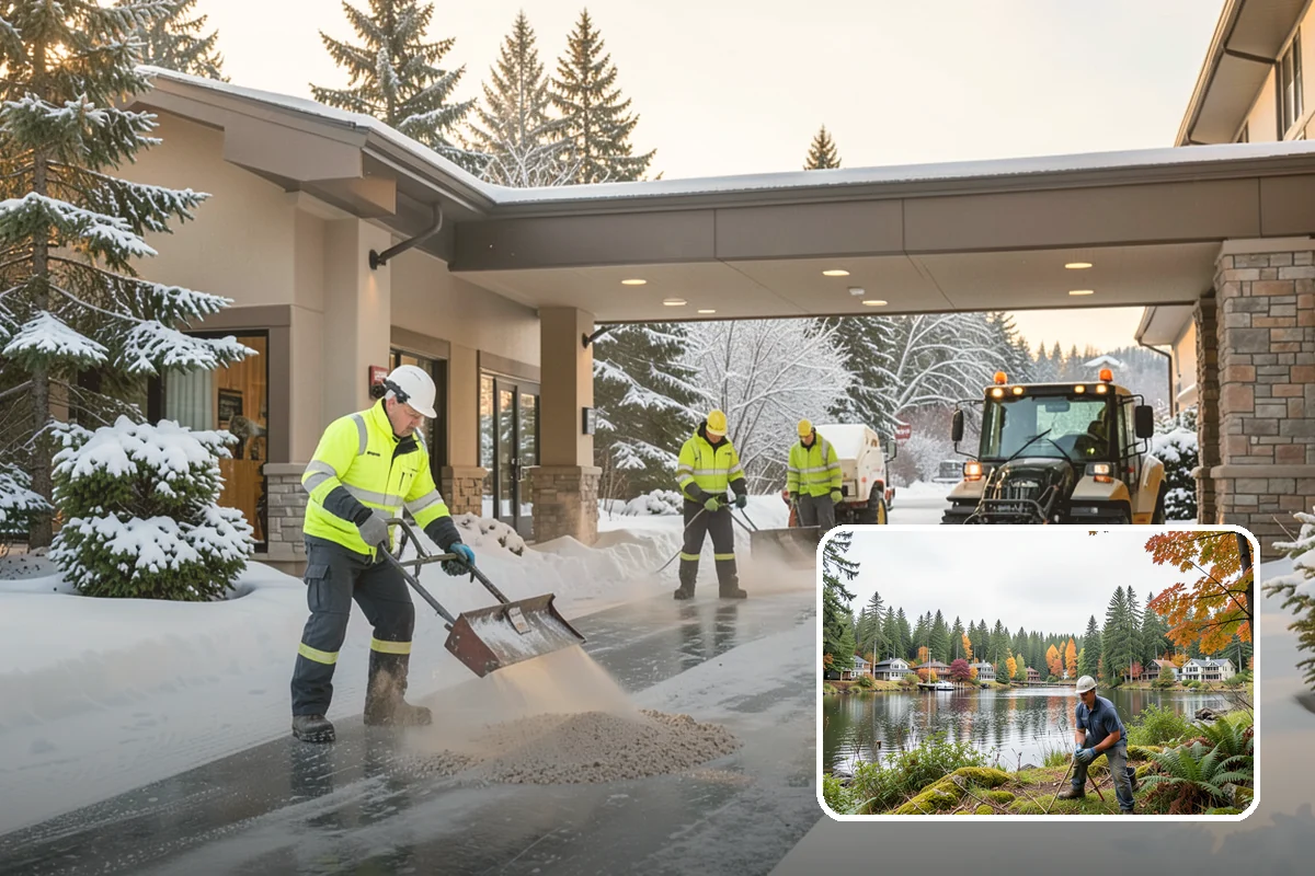 Police Station Snow Removal in La Conner, Skagit County, WA - Patrol and staff lots cleared around the clock