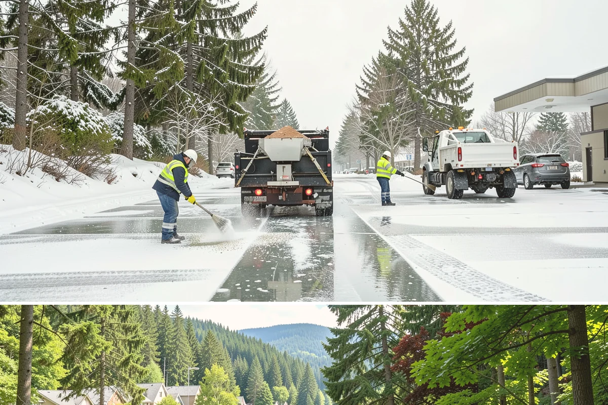 Police Station Snow Removal in Lake Forest Park, King County, WA - Stations require reliable coverage from late November through February during lowland freeze events.