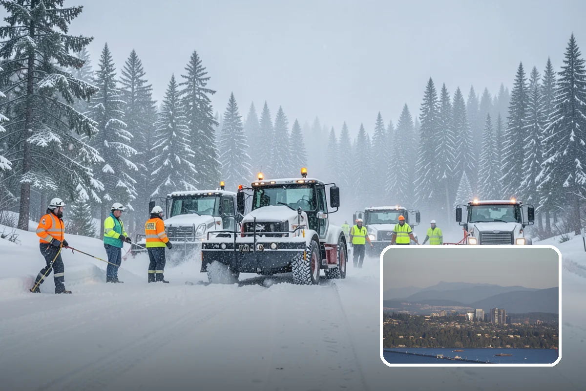 Police Station Snow Removal in Medina, King County, WA - Patrol and staff lots cleared around the clock