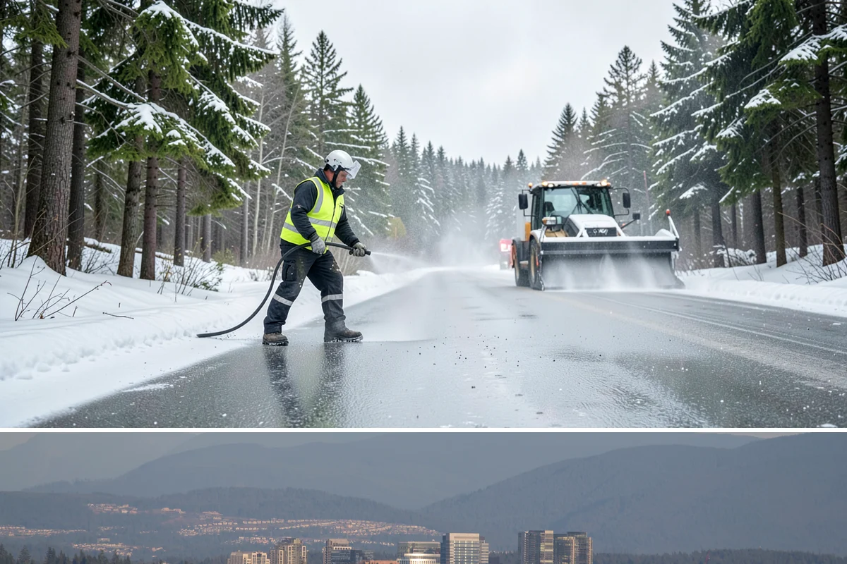 Police Station Snow Removal in Medina, King County, WA - Stations require reliable coverage from late November through February during lowland freeze events.