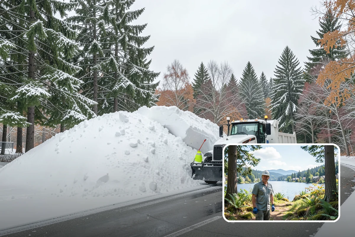 Police Station Snow Removal in Milton, King County, WA - Patrol and staff lots cleared around the clock