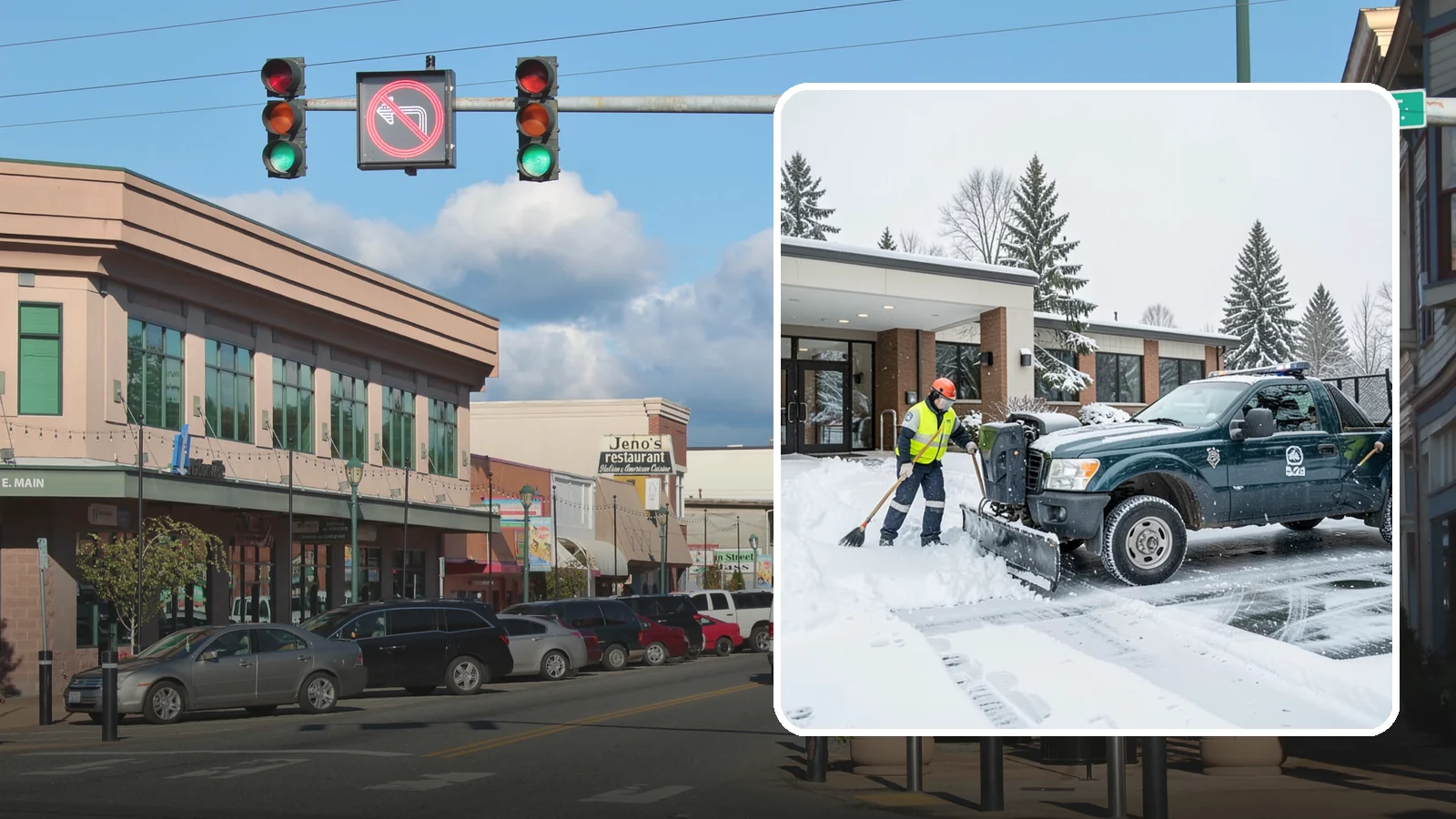 Police Station Snow Removal in Monroe, Snohomish County, WA - We keep police station lots, sally ports, and secure entrances clear so patrol vehicles and personnel move without delay in any...