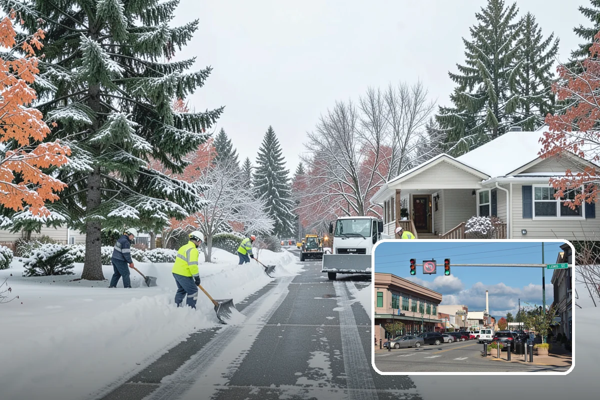 Police Station Snow Removal in Monroe, Snohomish County, WA - Patrol and staff lots cleared around the clock