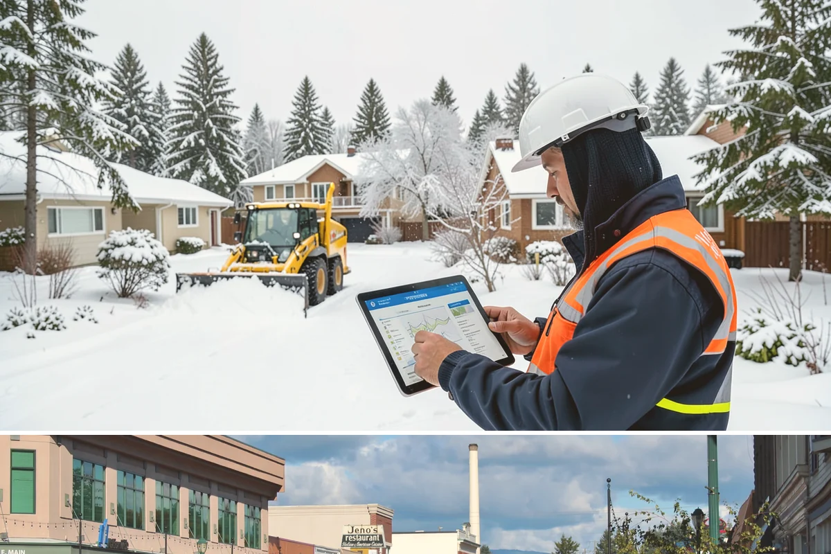 Police Station Snow Removal in Monroe, Snohomish County, WA - Stations require reliable coverage from late November through February during lowland freeze events.