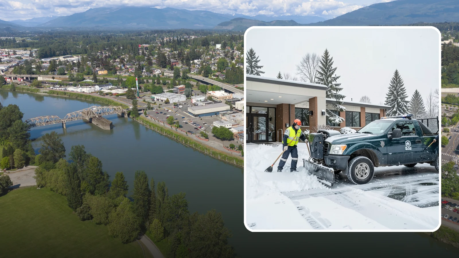 Police Station Snow Removal in Mount Vernon, Skagit County, WA - We keep police station lots, sally ports, and secure entrances clear so patrol vehicles and personnel move without delay in any...