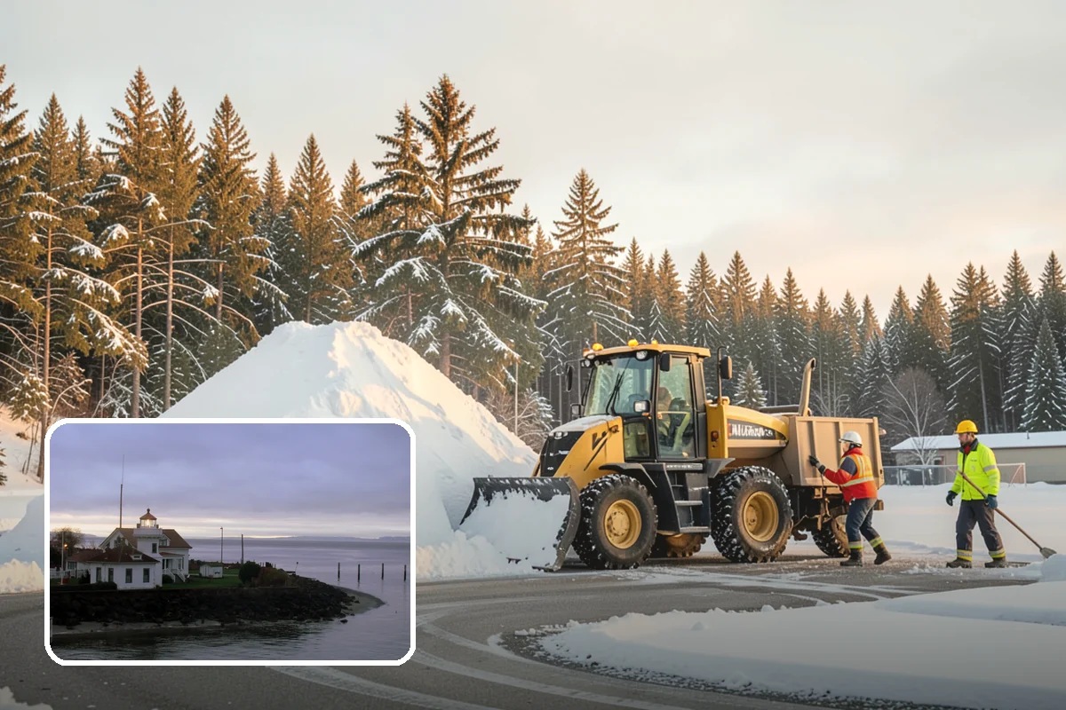 Police Station Snow Removal in Mukilteo, Snohomish County, WA - Patrol and staff lots cleared around the clock
