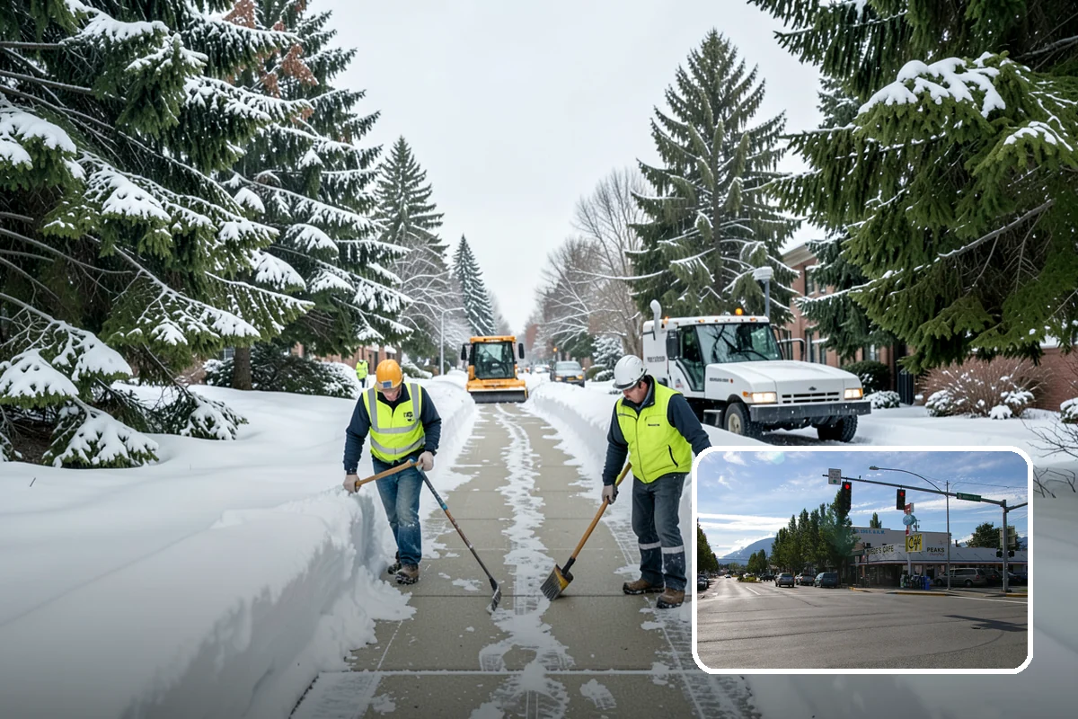 Police Station Snow Removal in North Bend, King County, WA - Patrol and staff lots cleared around the clock