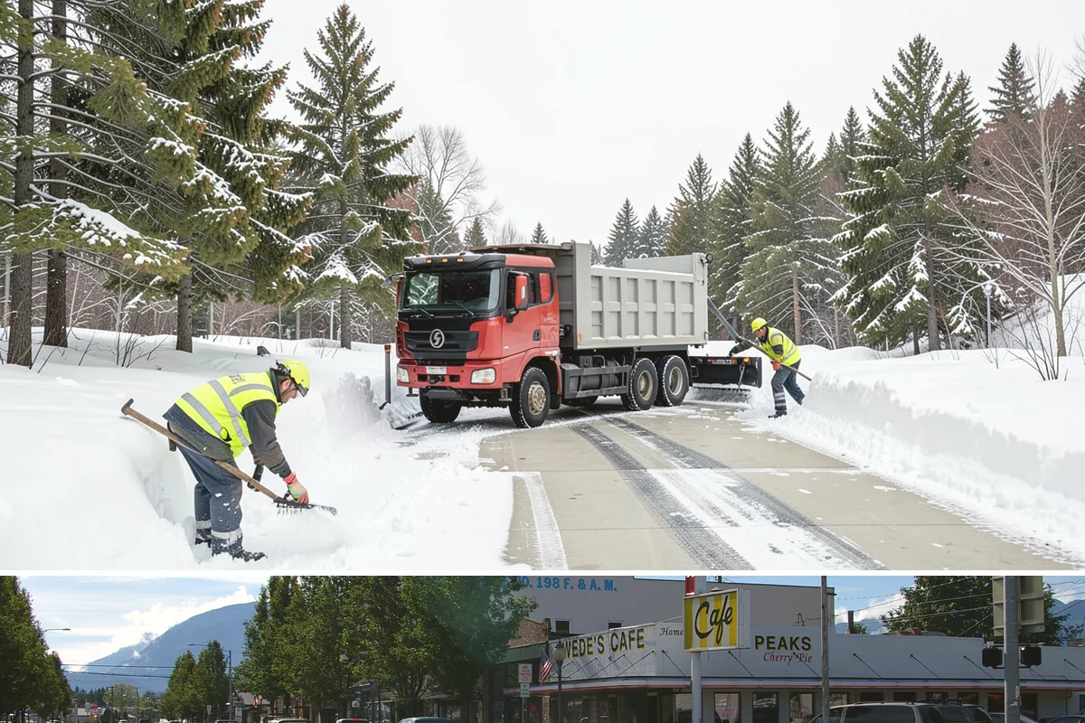 Police Station Snow Removal in North Bend, King County, WA - Stations require reliable coverage from late November through February during lowland freeze events.