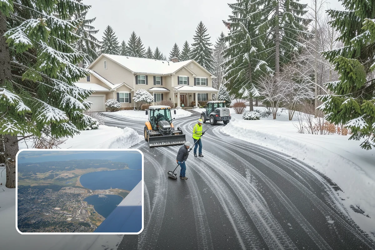 Police Station Snow Removal in Oak Harbor, Island County, WA - Patrol and staff lots cleared around the clock