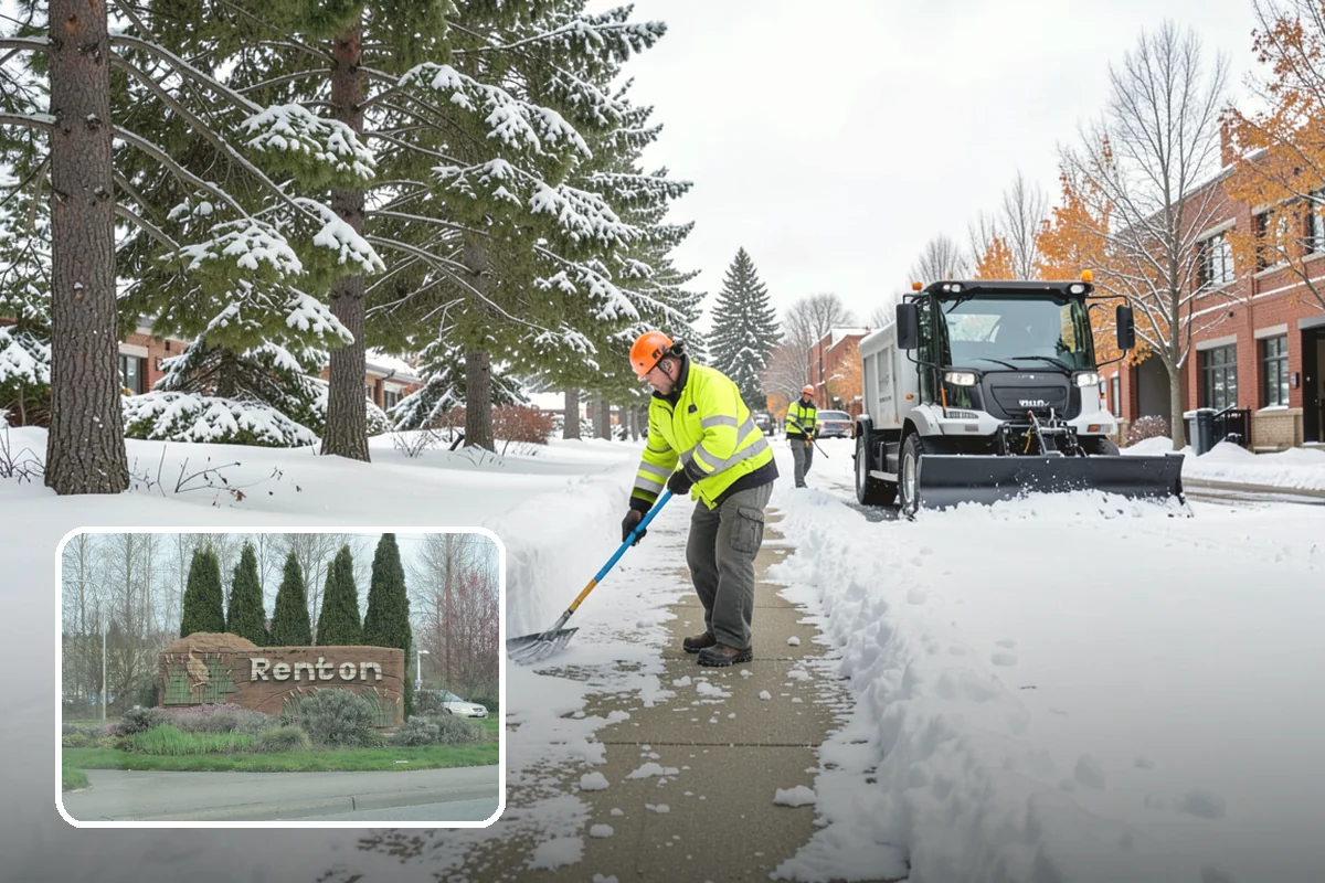Police Station Snow Removal in Renton, King County, WA - Patrol and staff lots cleared around the clock
