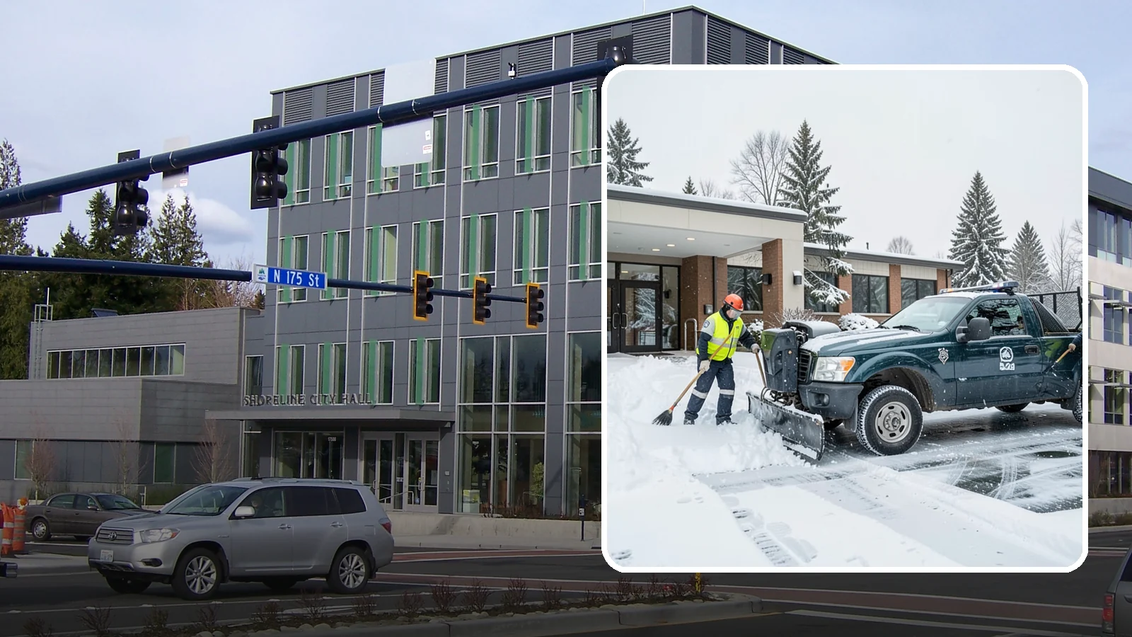 Police Station Snow Removal in Shoreline, King County, WA - We keep police station lots, sally ports, and secure entrances clear so patrol vehicles and personnel move without delay in any...